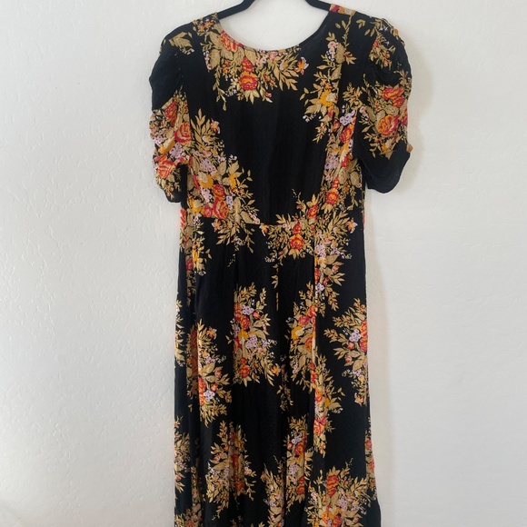 Floral Slit Puff Floral Witch Maxi Button FP Boho Bohemian Chic Summer Dress - Picture 2 of 7